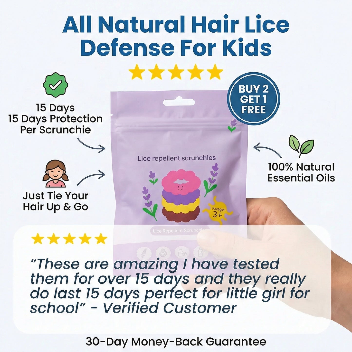 Natural Lice Repellent Scrunchies (4 Pack)
