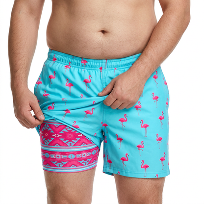Men's Swim Trunks With Built In Compression - Made For Chubby Guys