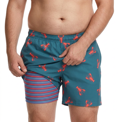 Men's Swim Trunks With Built In Compression - Made For Chubby Guys