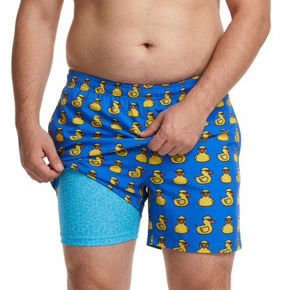 Men's Swim Trunks With Built In Compression - Made For Chubby Guys