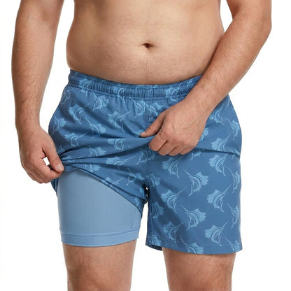 Men's Swim Trunks With Built In Compression - Made For Chubby Guys
