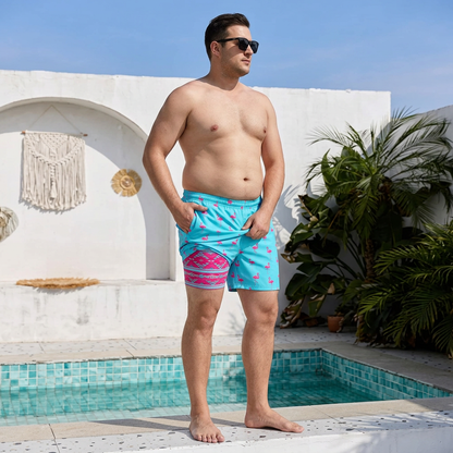 Men's Swim Trunks With Built In Compression - Made For Chubby Guys